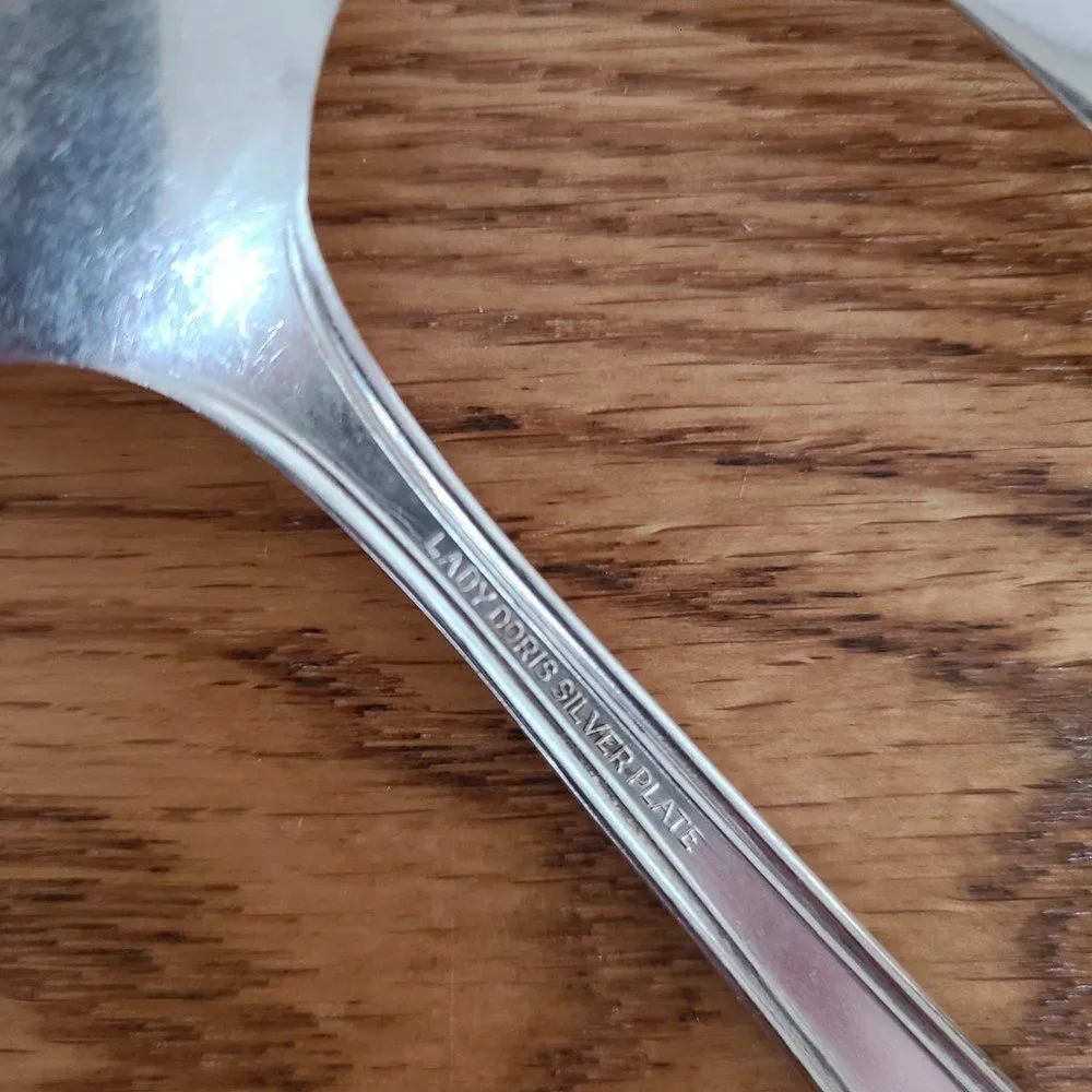 Vintage Wm. Rogers Princess Lady Doris Silver Plate Meat Fork and Serving Spoon